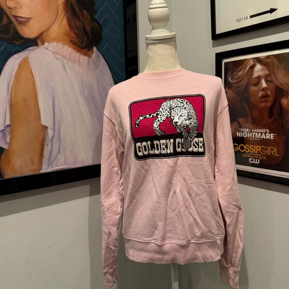 Golden Goose Tops - Golden Goose Pink Cheetah Metallic Sweatshirt M
